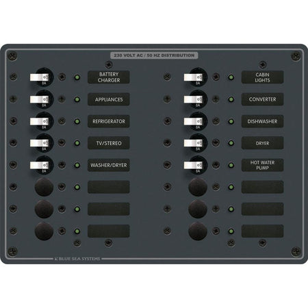 Blue Sea 8561 AC 16 Position 230v (European) Breaker Panel (White Switches) - Get Tight Gear