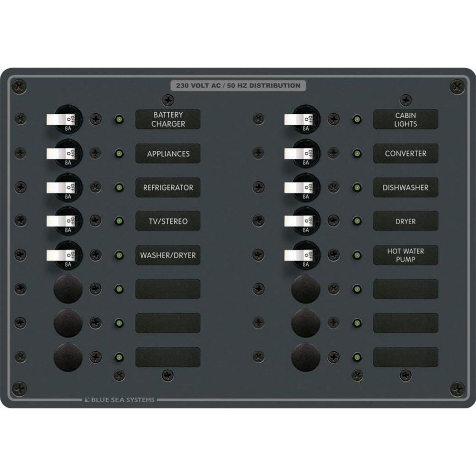 Blue Sea 8561 AC 16 Position 230v (European) Breaker Panel (White Switches) - Get Tight Gear