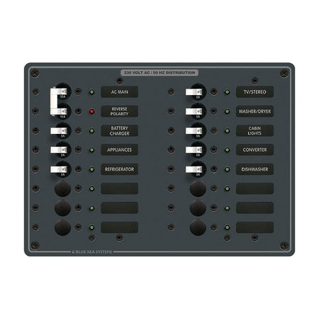 Blue Sea 8564 Breaker Panel - AC Main + 14 Positions (European) - White - Get Tight Gear