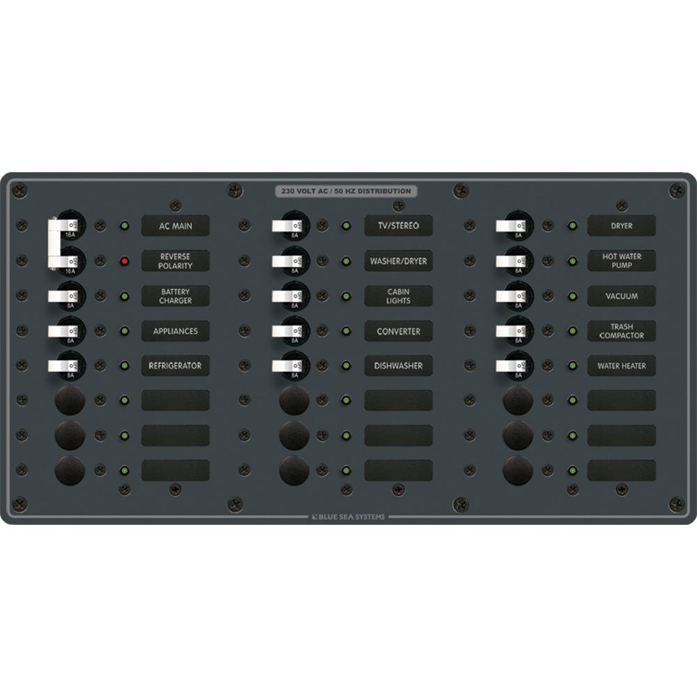 Blue Sea 8565 Breaker Panel - AC Main + 22 Positions (European) - White - Get Tight Gear