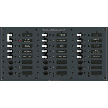 Blue Sea 8565 Breaker Panel - AC Main + 22 Positions (European) - White - Get Tight Gear