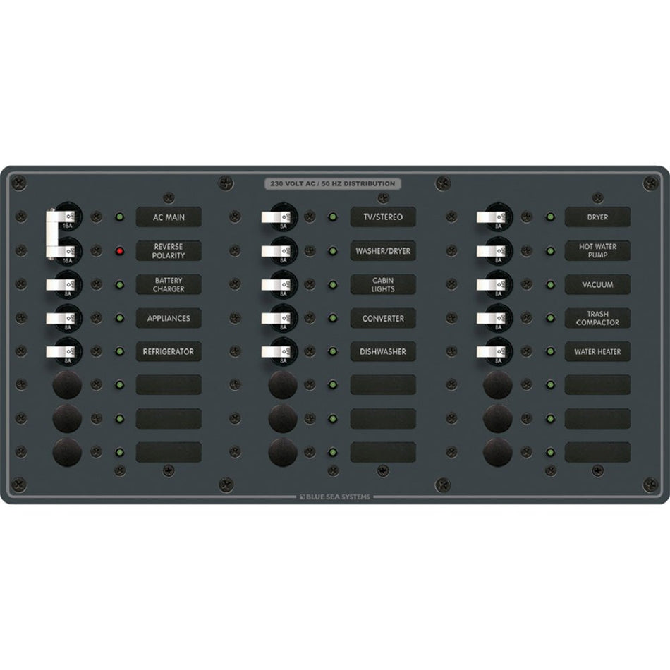 Blue Sea 8565 Breaker Panel - AC Main + 22 Positions (European) - White - Get Tight Gear