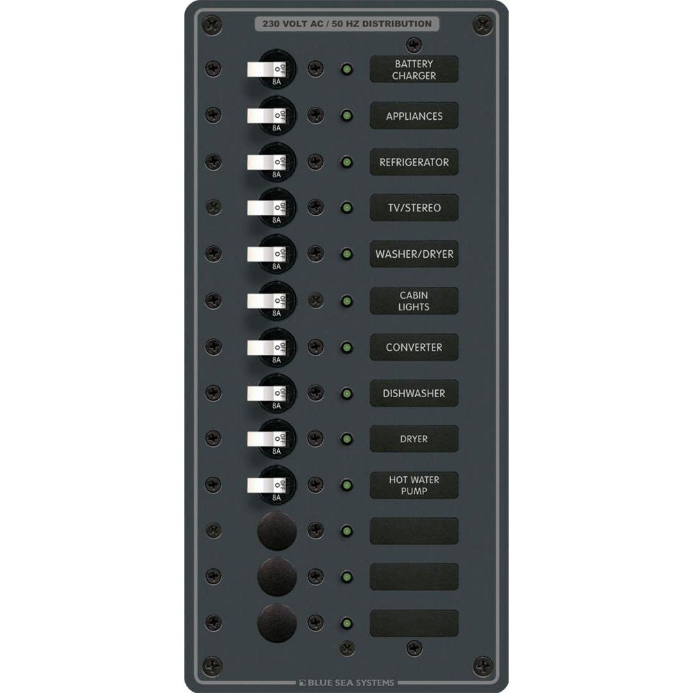 Blue Sea 8580 AC 13 Position 230v (European) Breaker Panel (White Switches) - Get Tight Gear