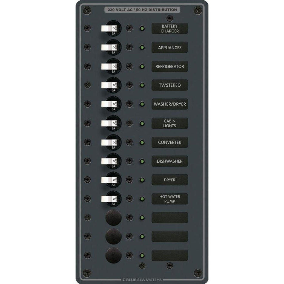 Blue Sea 8580 AC 13 Position 230v (European) Breaker Panel (White Switches) - Get Tight Gear