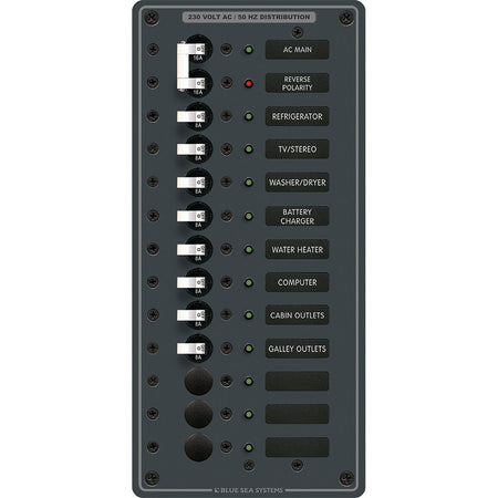 Blue Sea 8585 Breaker Panel - AC Main + 11 Positions (European) - White - Get Tight Gear