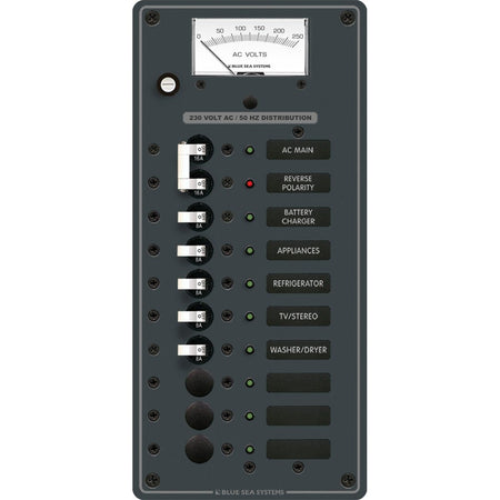 Blue Sea 8588 Breaker Panel - AC Main + 8 Positions (European) - White - Get Tight Gear