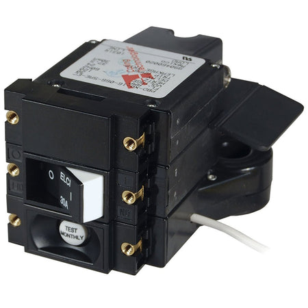 Blue Sea A - Series ELCI Main Circuit Breaker - Double Pole 120V AC 30A - Flat Rocker - Get Tight Gear
