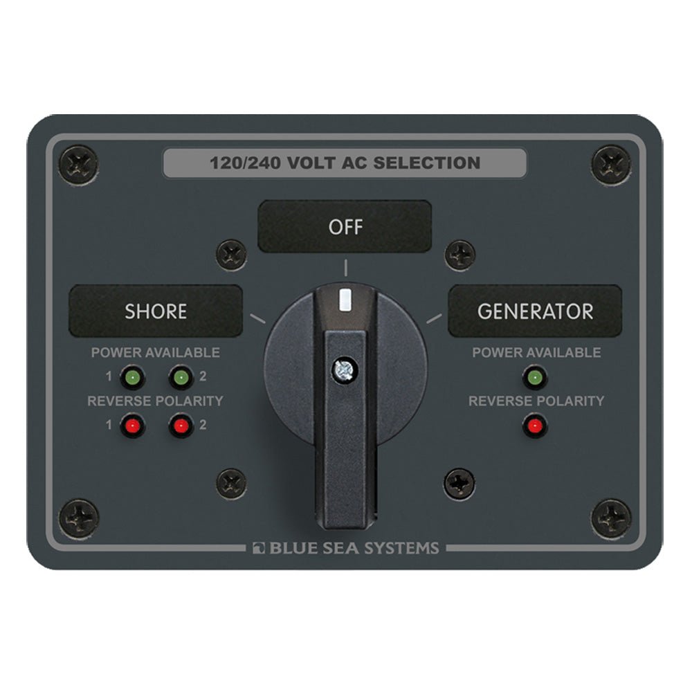 Blue Sea AC Rotary Switch Panel 65AMP - 2 Positions + OFF - 4 Pole - Get Tight Gear