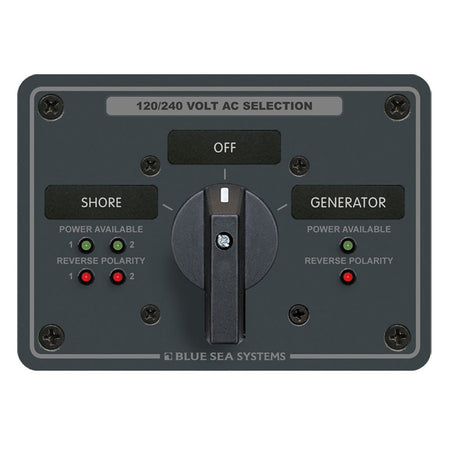 Blue Sea AC Rotary Switch Panel 65AMP - 2 Positions + OFF - 4 Pole - Get Tight Gear