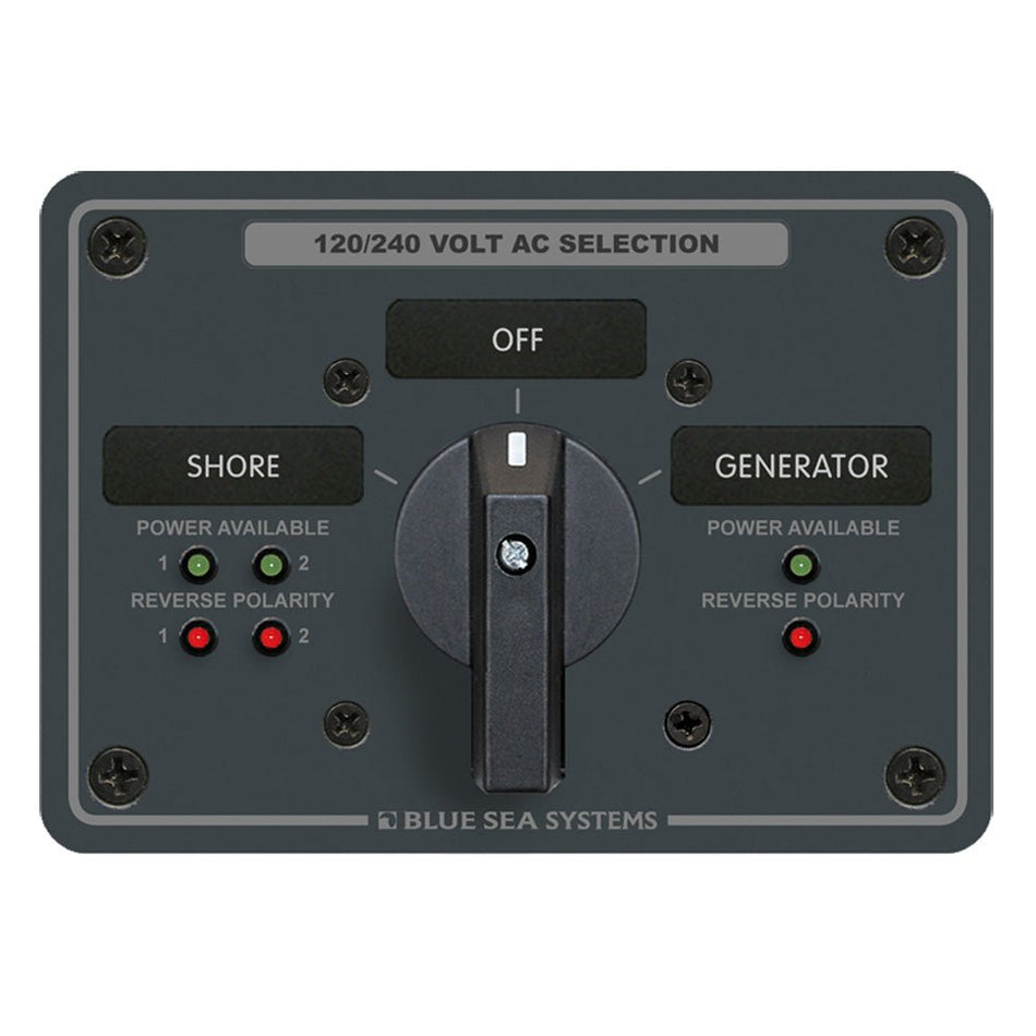 Blue Sea AC Rotary Switch Panel 65AMP - 2 Positions + OFF - 4 Pole - Get Tight Gear