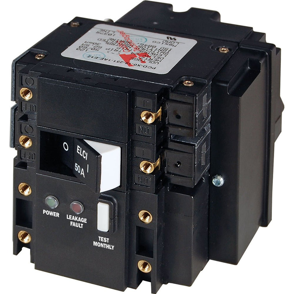 Blue Sea C - Series ELCI Main Circuit Breaker - Double Pole 120V AC 50A - Get Tight Gear