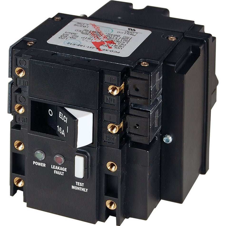 Blue Sea C - Series ELCI Main Circuit Breaker - Double Pole 230V AC 16A - Get Tight Gear
