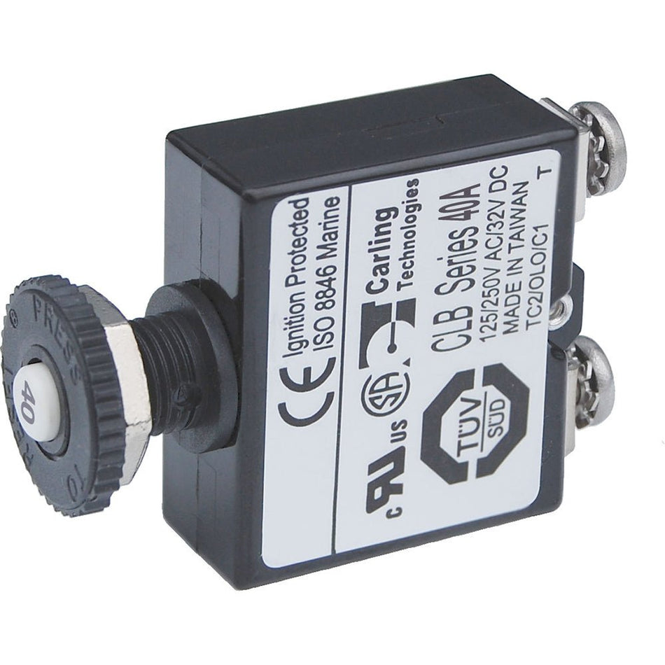 Blue Sea Push Button Reset Only Screw Terminal Circuit Breaker - 40 Amps - Get Tight Gear