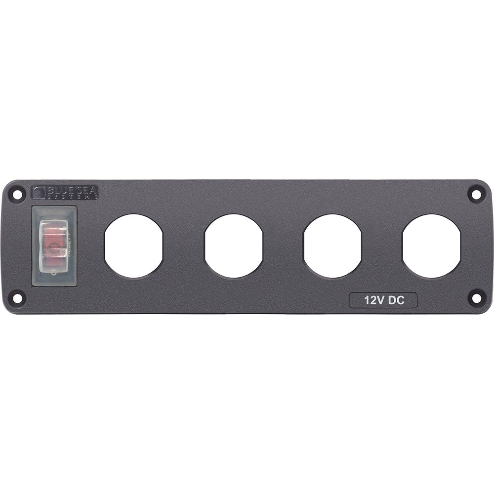 Blue Sea Water Resistant USB Accessory Panel - 15A Circuit Breaker, 4x Blank Apertures - Get Tight Gear