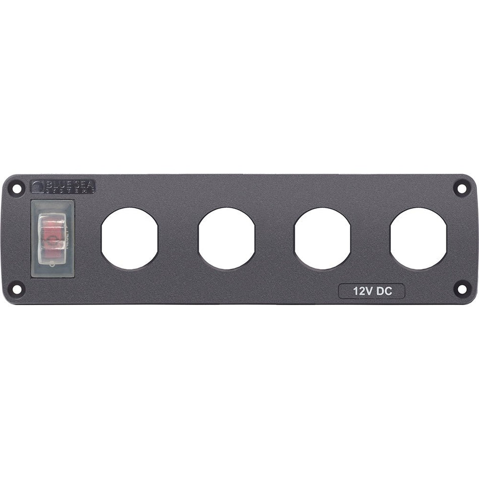 Blue Sea Water Resistant USB Accessory Panel - 15A Circuit Breaker, 4x Blank Apertures - Get Tight Gear