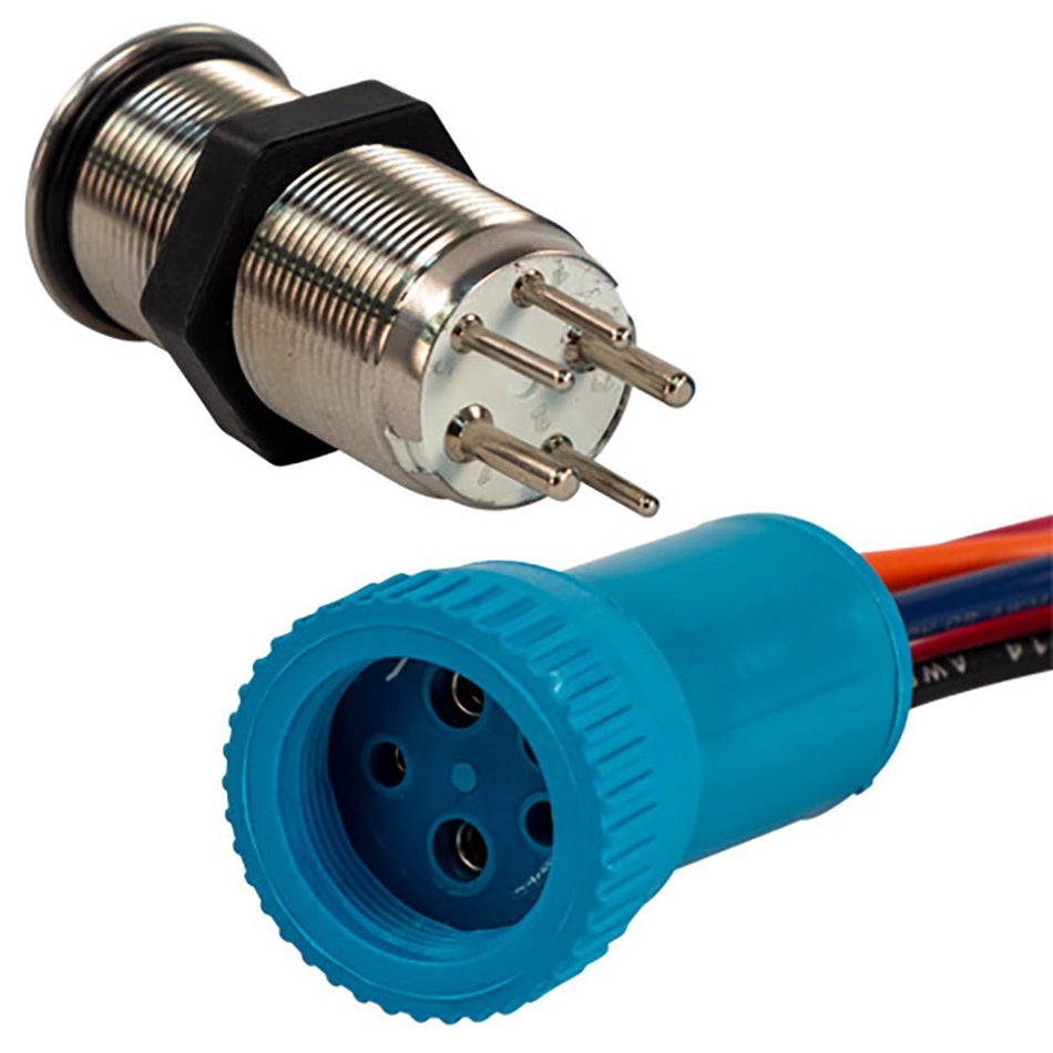 Bluewater 19mm In - Rush Push Button Switch - Nav/Anchor Off/On/On - Blue/Green/Red LED - 4' Lead - Get Tight Gear