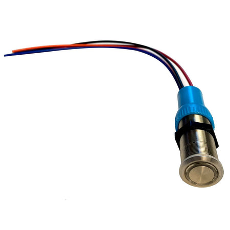 Bluewater 19mm Push Button Switch - OFF/ON/ON Nav/Anc Contact - Blue/Green/Red LED - 1' Lead - Get Tight Gear