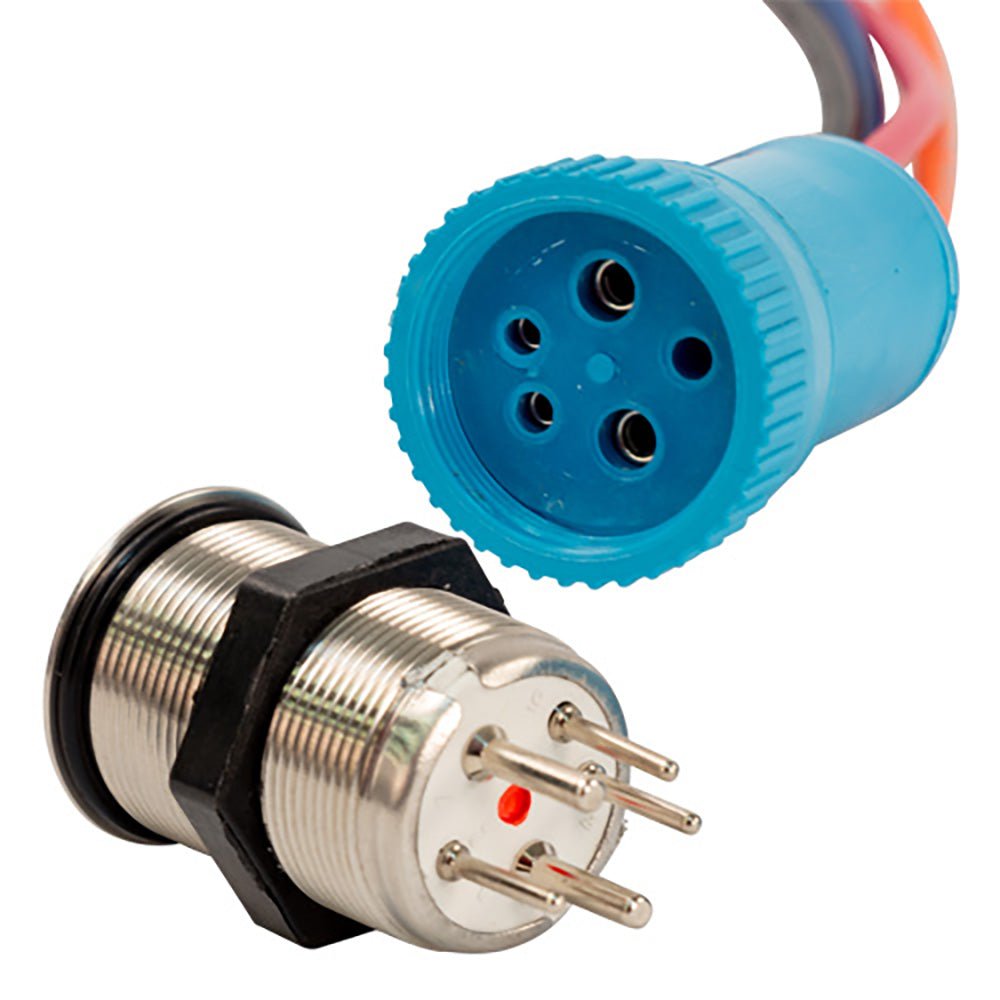 Bluewater 22mm Push Button Switch - Off/On Contact - Blue/Red LED - 1' Lead - Get Tight Gear