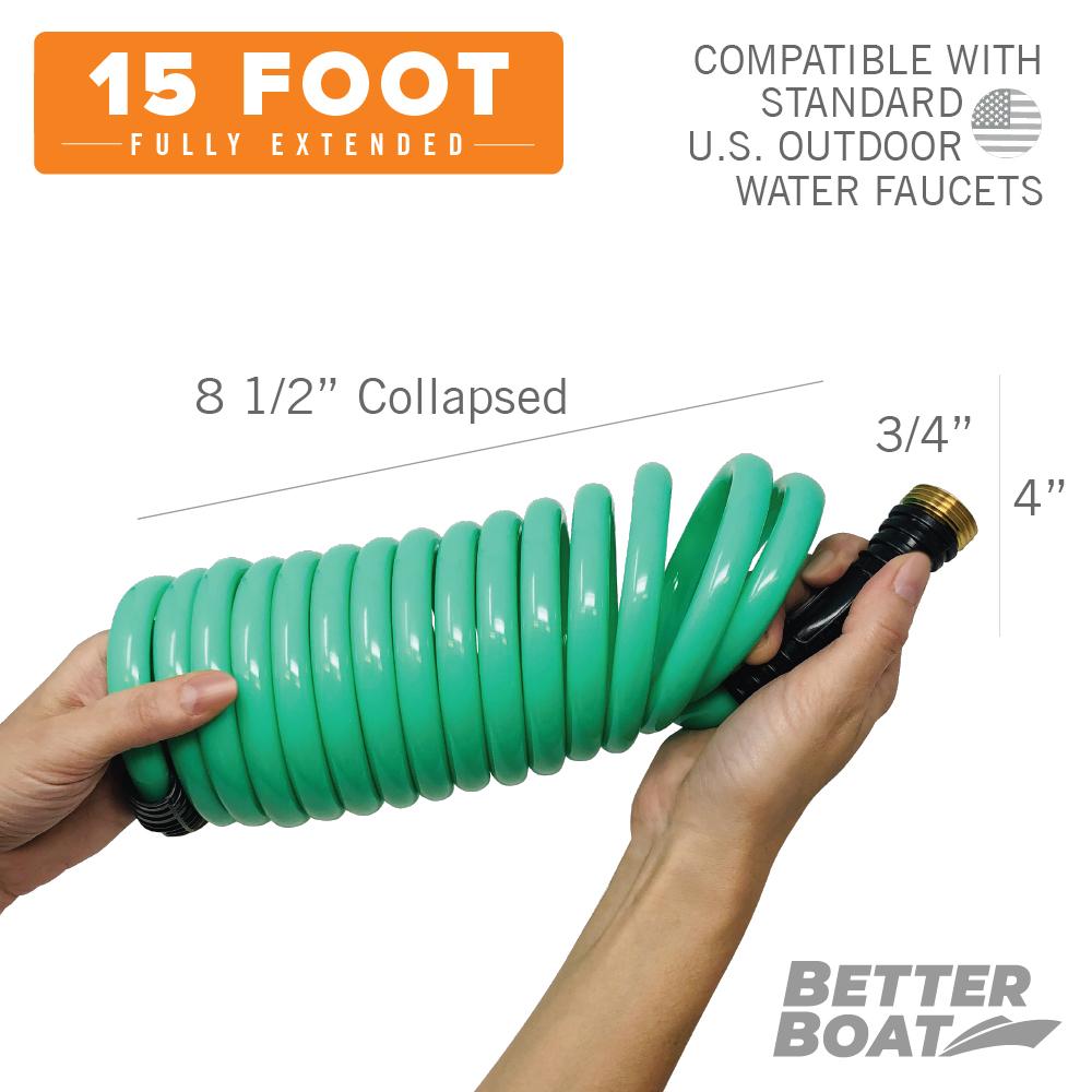 Boat Hose 15Ft, 25Ft and 50FT Self Coil Wash Down - Get Tight Gear
