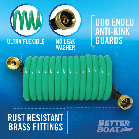 Boat Hose 15Ft, 25Ft and 50FT Self Coil Wash Down - Get Tight Gear