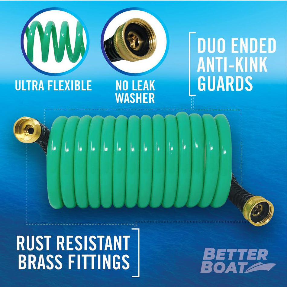 Boat Hose 15Ft, 25Ft and 50FT Self Coil Wash Down - Get Tight Gear