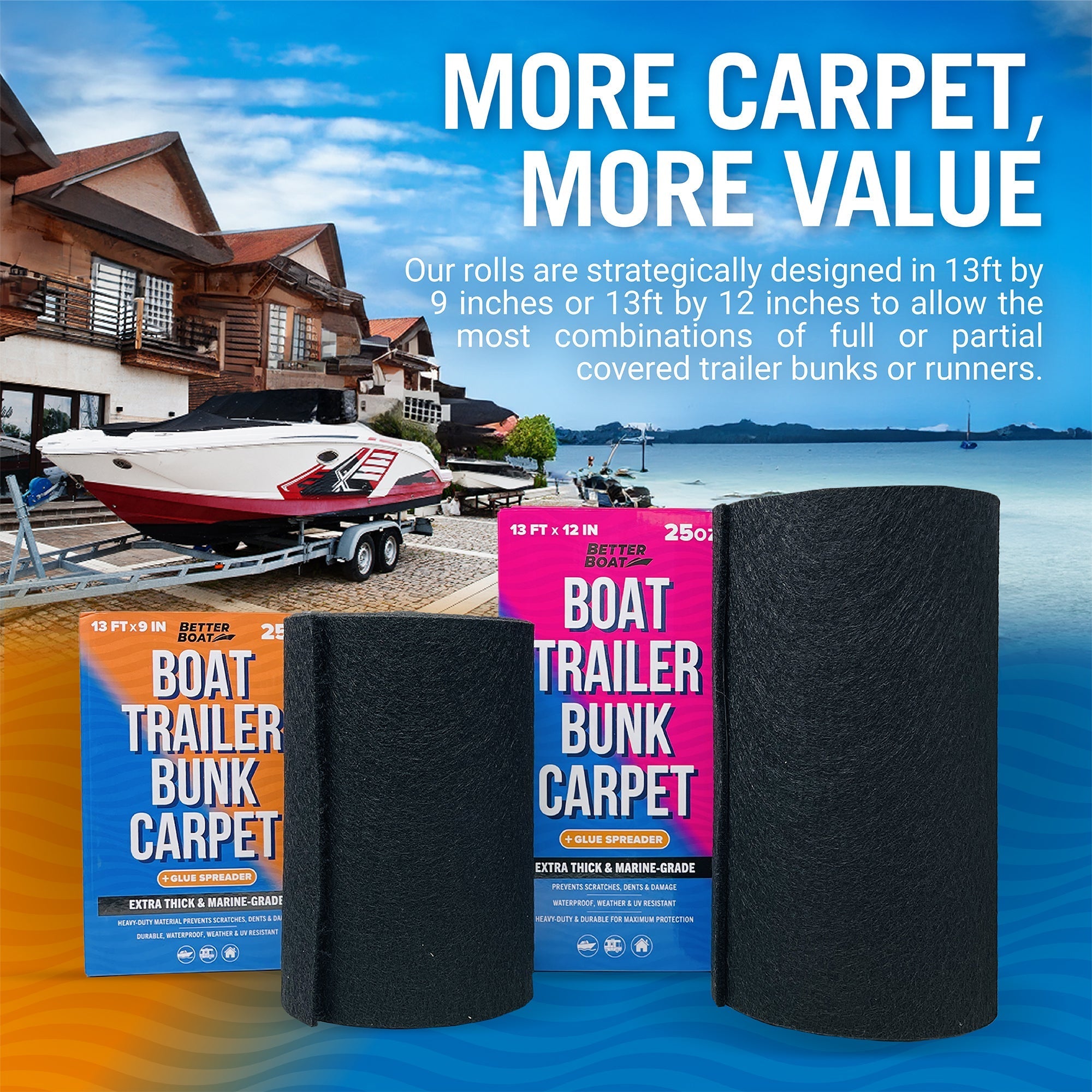 Boat Trailer Bunk Carpet for Bumpers - Get Tight Gear
