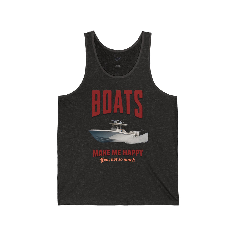 Boats Make Me Happy Unisex Jersey Tank - Casual Summer Apparel for Outdoor Enthusiasts - Get Tight Gear
