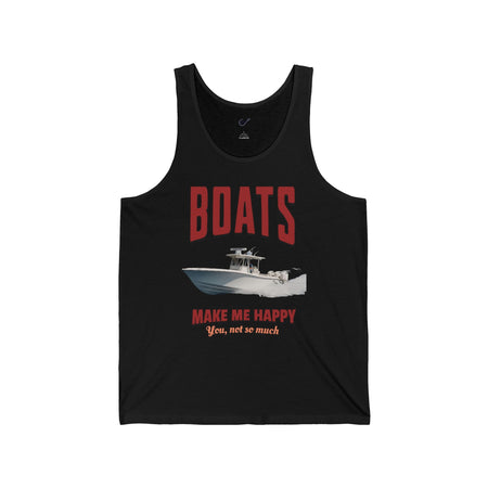 Boats Make Me Happy Unisex Jersey Tank - Casual Summer Apparel for Outdoor Enthusiasts - Get Tight Gear