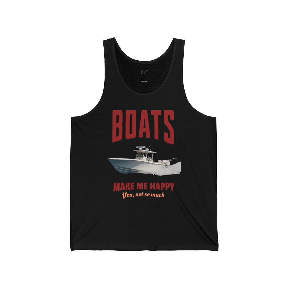 Boats Make Me Happy Unisex Jersey Tank - Casual Summer Apparel for Outdoor Enthusiasts - Get Tight Gear