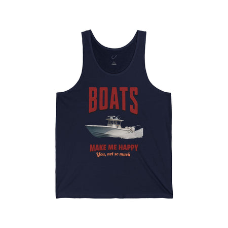 Boats Make Me Happy Unisex Jersey Tank - Casual Summer Apparel for Outdoor Enthusiasts - Get Tight Gear