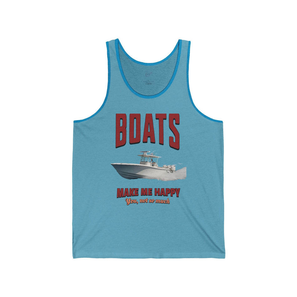 Boats Make Me Happy Unisex Jersey Tank - Casual Summer Apparel for Outdoor Enthusiasts - Get Tight Gear