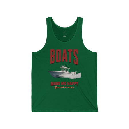 Boats Make Me Happy Unisex Jersey Tank - Casual Summer Apparel for Outdoor Enthusiasts - Get Tight Gear