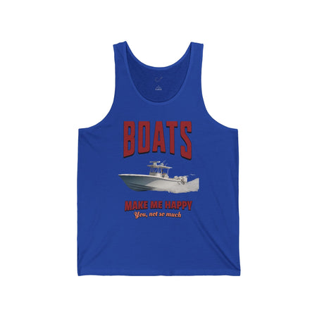 Boats Make Me Happy Unisex Jersey Tank - Casual Summer Apparel for Outdoor Enthusiasts - Get Tight Gear