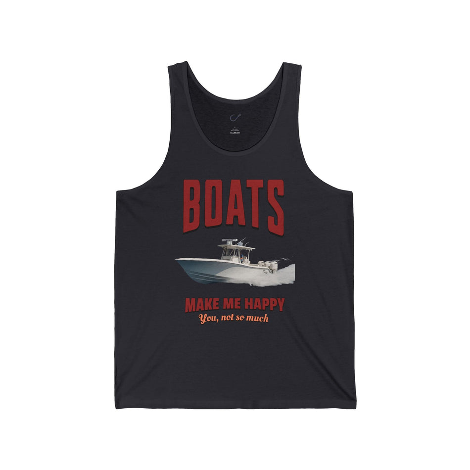 Boats Make Me Happy Unisex Jersey Tank - Casual Summer Apparel for Outdoor Enthusiasts - Get Tight Gear