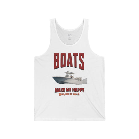 Boats Make Me Happy Unisex Jersey Tank - Casual Summer Apparel for Outdoor Enthusiasts - Get Tight Gear