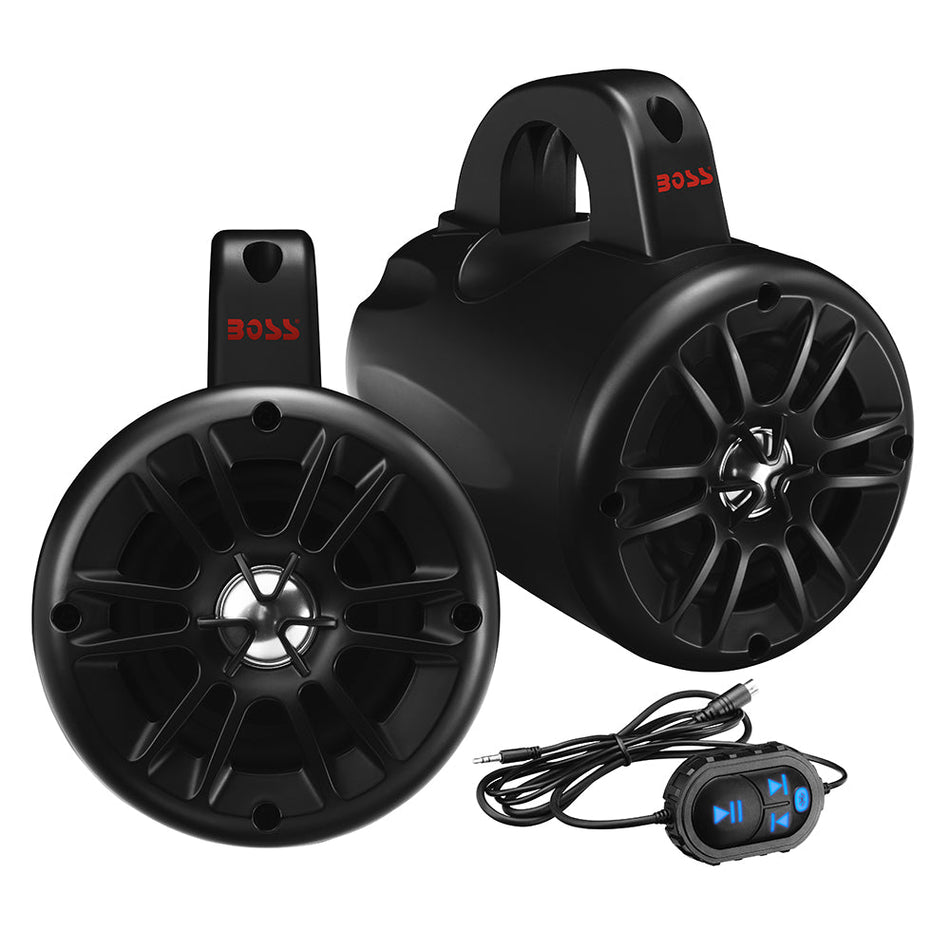 Boss Audio 4" BM40AMPBT Amplified Waketower Speakers - Matte Black - 500W - Get Tight Gear