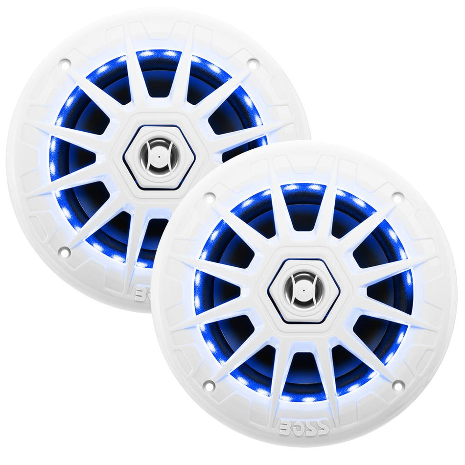 Boss Audio 6.5" MRGB65 Speakers w/RGB Lighting - White - 200W - Get Tight Gear