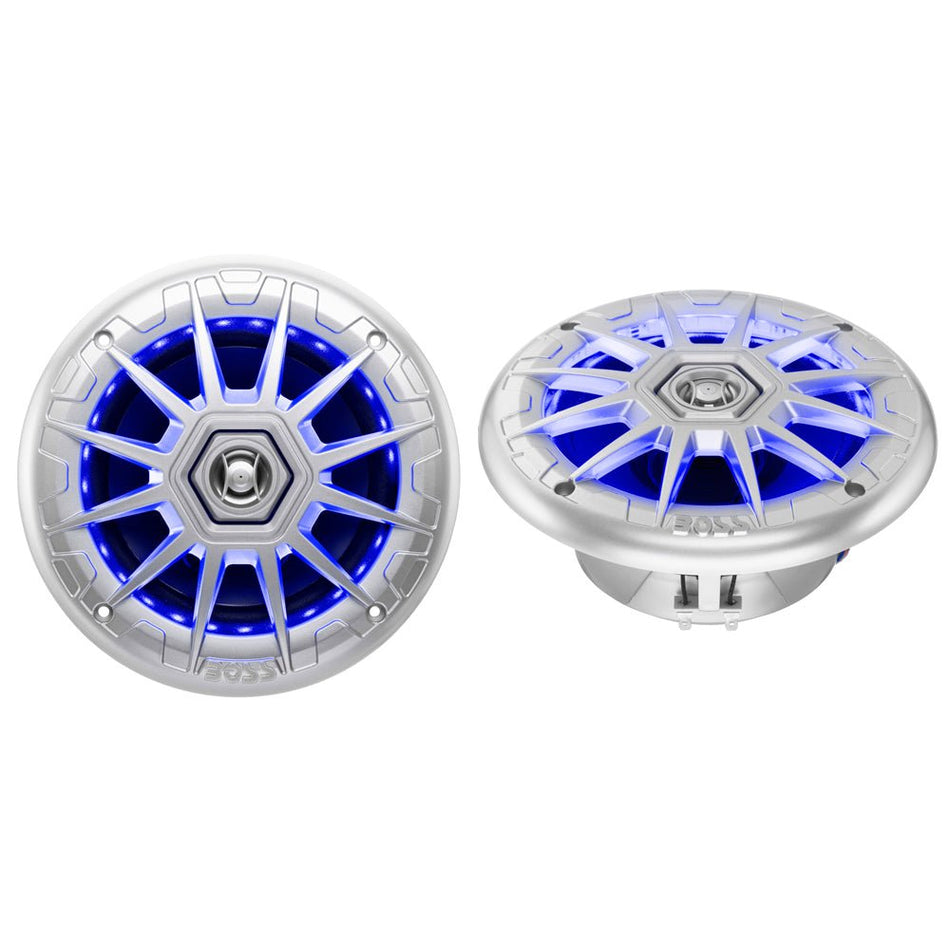Boss Audio 6.5" MRGB65S Speakers w/RGB Lighting - Silver - 200W - Get Tight Gear