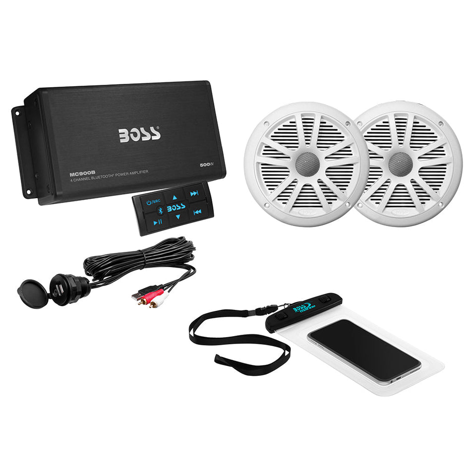 Boss Audio ASK902B.6 4 Channel Amplifier & 6.5" Speaker Kit - White - Get Tight Gear