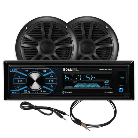 Boss Audio MCBK634B.6 Marine Stereo & 6.5" Speaker Kit - Black - Get Tight Gear