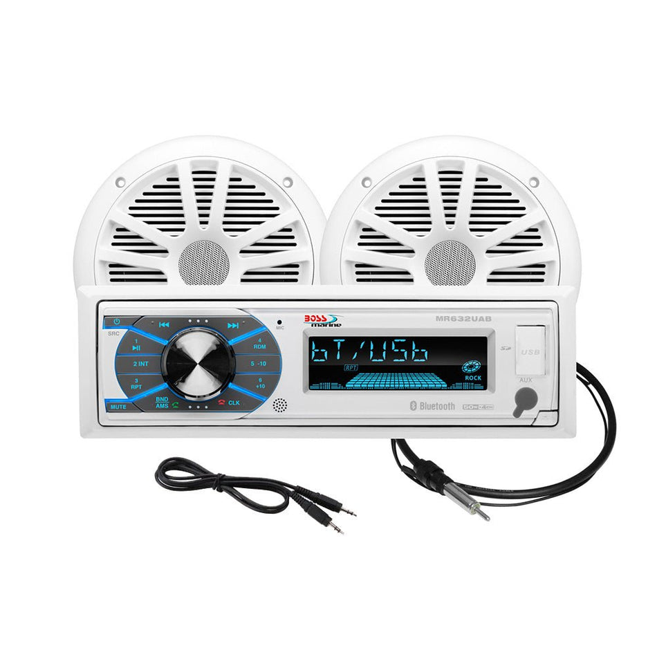 Boss Audio MCK632WB.6 Marine Stereo & 6.5" Speaker Kit - White - Get Tight Gear