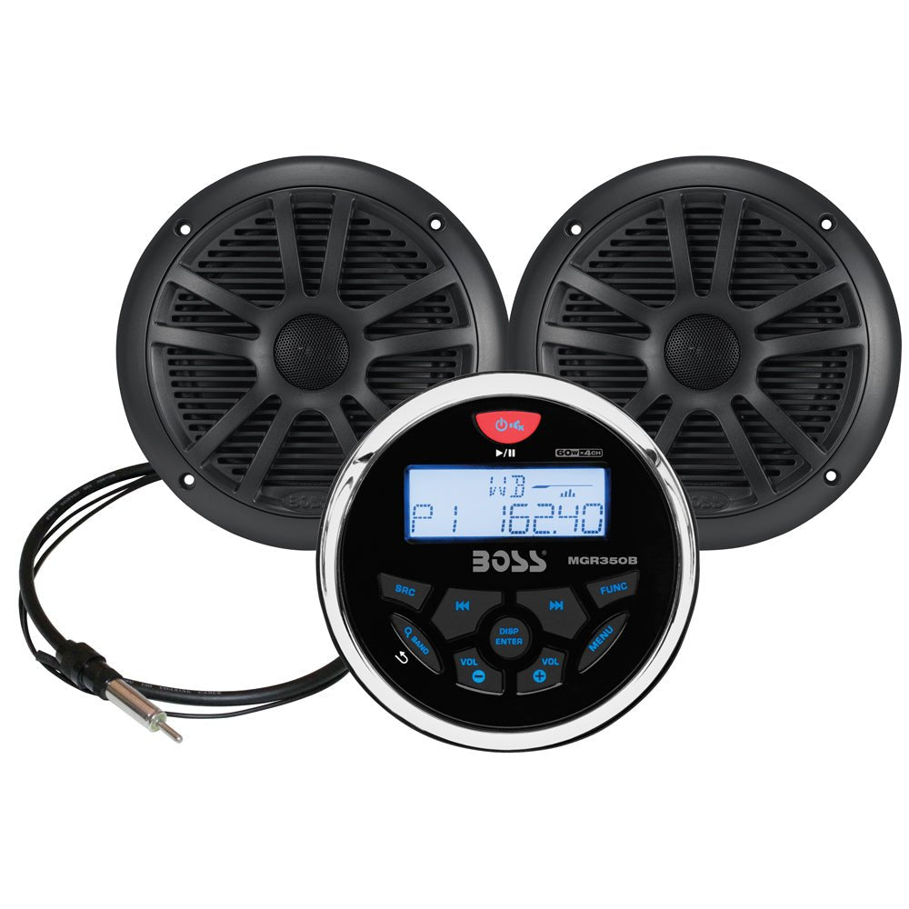 Boss Audio MCKGB350W.6 Marine Stereo & 6.5" Speaker Kit - Black - Get Tight Gear