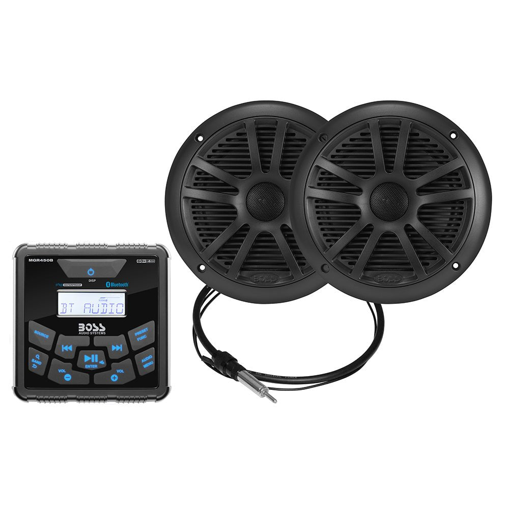 Boss Audio MCKGB450B.6 Marine Stereo & 6.5" Speaker Kit - Black - Get Tight Gear