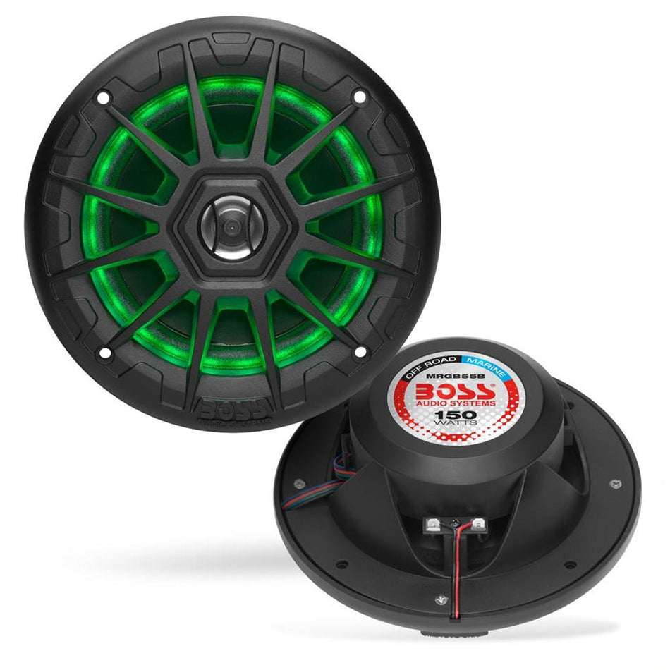 Boss Audio MRGB55B 5.25" Marine Speakers w/RGB Lighting - Black - Get Tight Gear