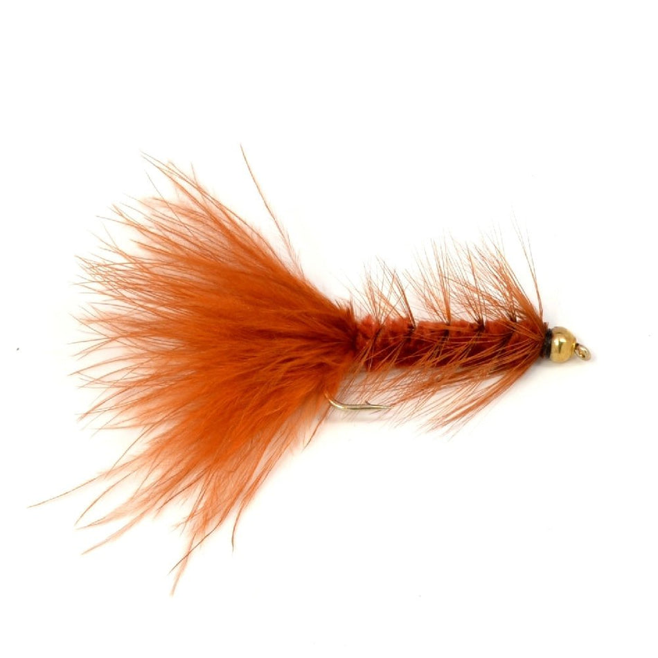 Brown Bead Head Crystal Woolly Bugger Classic Streamer Flies - Set of 6 Trout Fly Fishing Flies - Hook Size 4 - Get Tight Gear