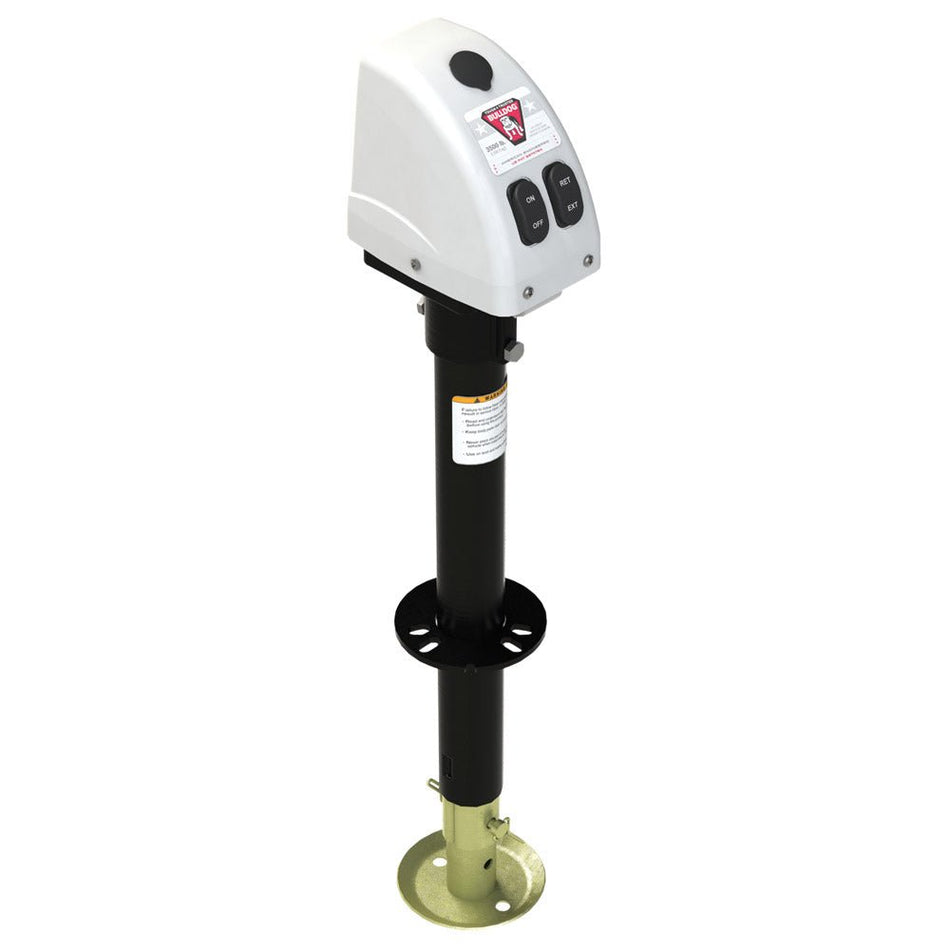 Bulldog 3,500lbs A - Frame RV Jack w/Powered Drive - 12V - White Cover - Get Tight Gear