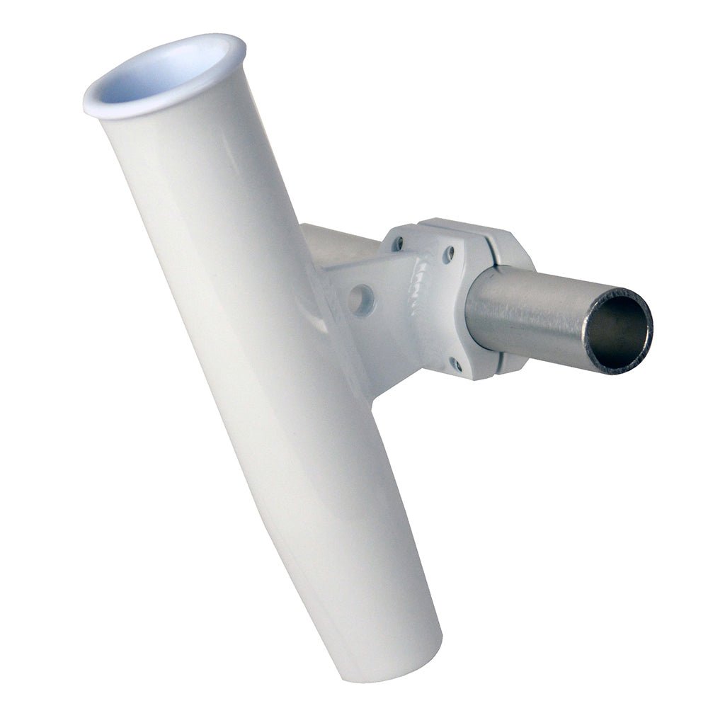 C. E. Smith Aluminum Horizontal Clamp - On Rod Holder 1 - 5/16" OD White - Powdercoat w/Sleeve - Get Tight Gear