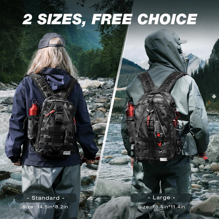 Ghosthorn Fishing Backpack with Rod Holder - Ultimate Tackle Sling Bag for Fly Fishing Enthusiasts - Perfect Gift for Men and Women