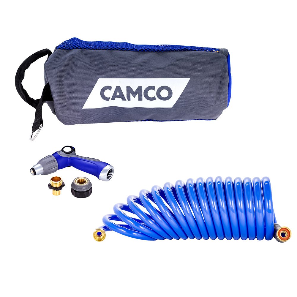 Camco 20' Coiled Hose & Spray Nozzle Kit - Get Tight Gear