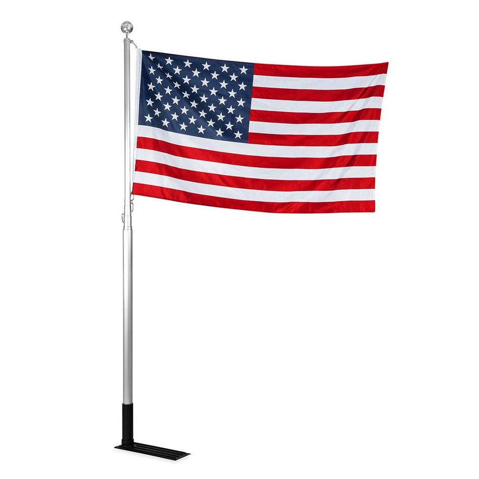 Camco 20' Telescoping Camper/RV Flagpole w/Base Foot & U.S. Flag - Get Tight Gear